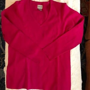 Chico’s hot pink long sleeve v neck shirt size 2